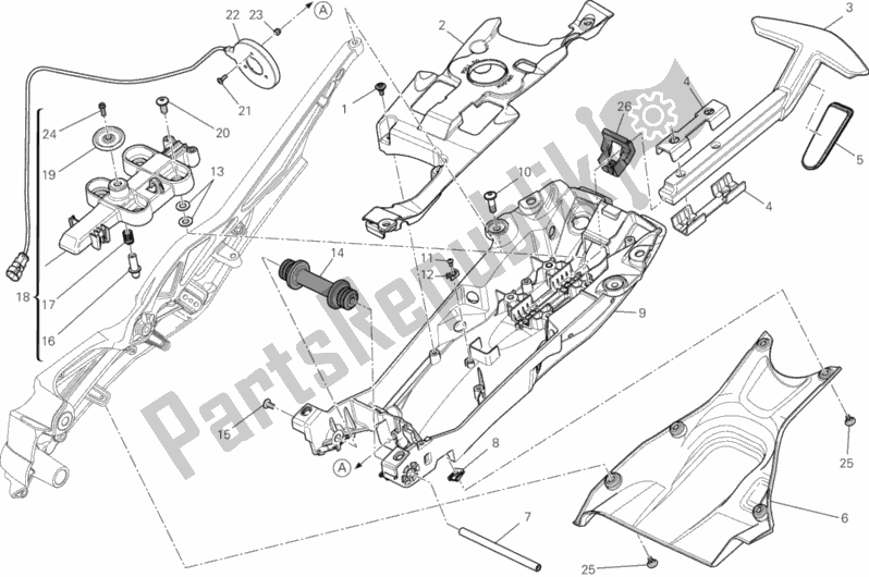 Todas as partes de Quadro Traseiro Comp. Do Ducati Diavel Carbon FL Thailand 1200 2016
